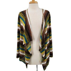 Peck & Peck Striped Multicolor Knit Cardigan Sweater Sz M Textured‎ Boho Fall